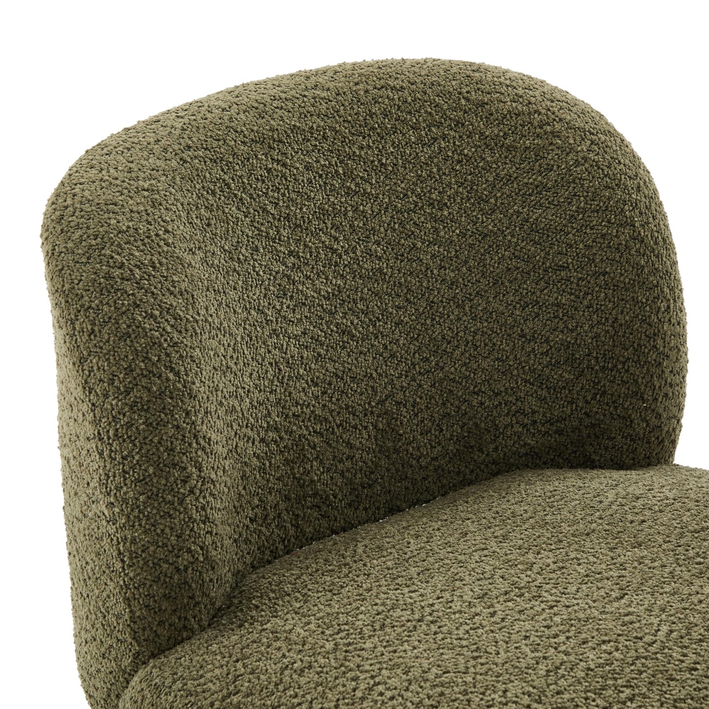 Christopher Knight Home Modern Low Profile Accent Chair for Living Room, Boucle Upholstered Armless Chair with Rubberwood Legs, Comfy Lounge Armchair, Plush Cloud-Like Seating for Bedroom, Olive Green
