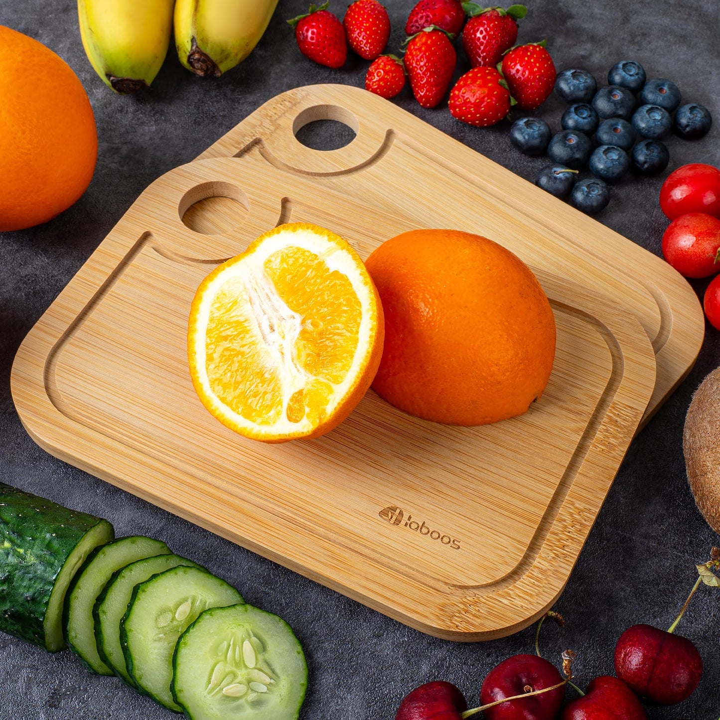 Mini Bamboo Cutting Board Set of 2 - Small Wooden Chopping Boards with Juice Groove, Lightweight & Compact for Baby Food, Dorm, Travel, Camping - 8.5”x6” Easy-to-Store Kitchen Essentials