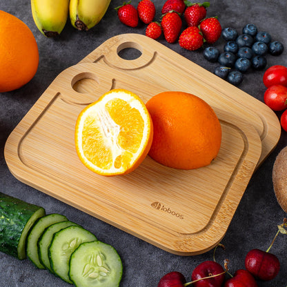 Mini Bamboo Cutting Board Set of 2 - Small Wooden Chopping Boards with Juice Groove, Lightweight & Compact for Baby Food, Dorm, Travel, Camping - 8.5”x6” Easy-to-Store Kitchen Essentials