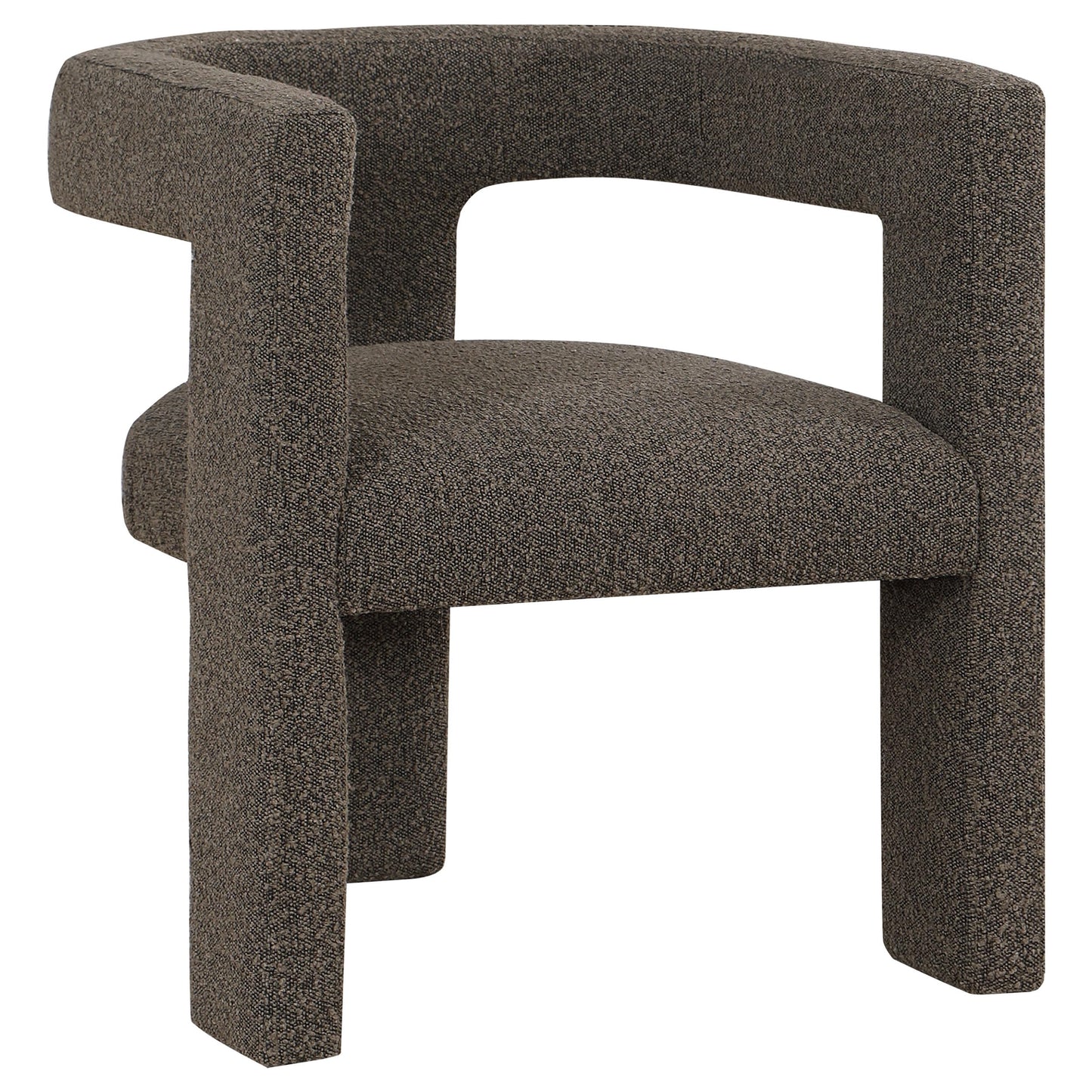Coaster Home Furnishings - Petra - Boucle Upholstered Accent Chair Curved Arms and Cushioned Seat - Contemporary Style - Living Room - Chocolate Brown - 902880