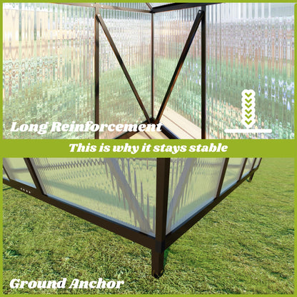 8x14FT Greenhouse for Outdoors, Polycarbonate Greenhouse with Quick Setup Structure and Roof Vent, Aluminum Large Walk-in Green House for Outside Garden Backyard, Dark Gray