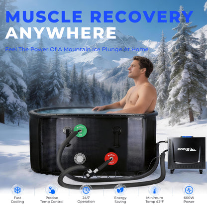 Upgrade 1/3 HP Cold Plunge Chiller,Ice Bath Water Chiller for Cold Plunge Tubs,42°F Cold Plunge Cooling System,Built-in Filter & Pump, Insulated Hoses,Remote Control,Ideal for Ice Bath Recovery