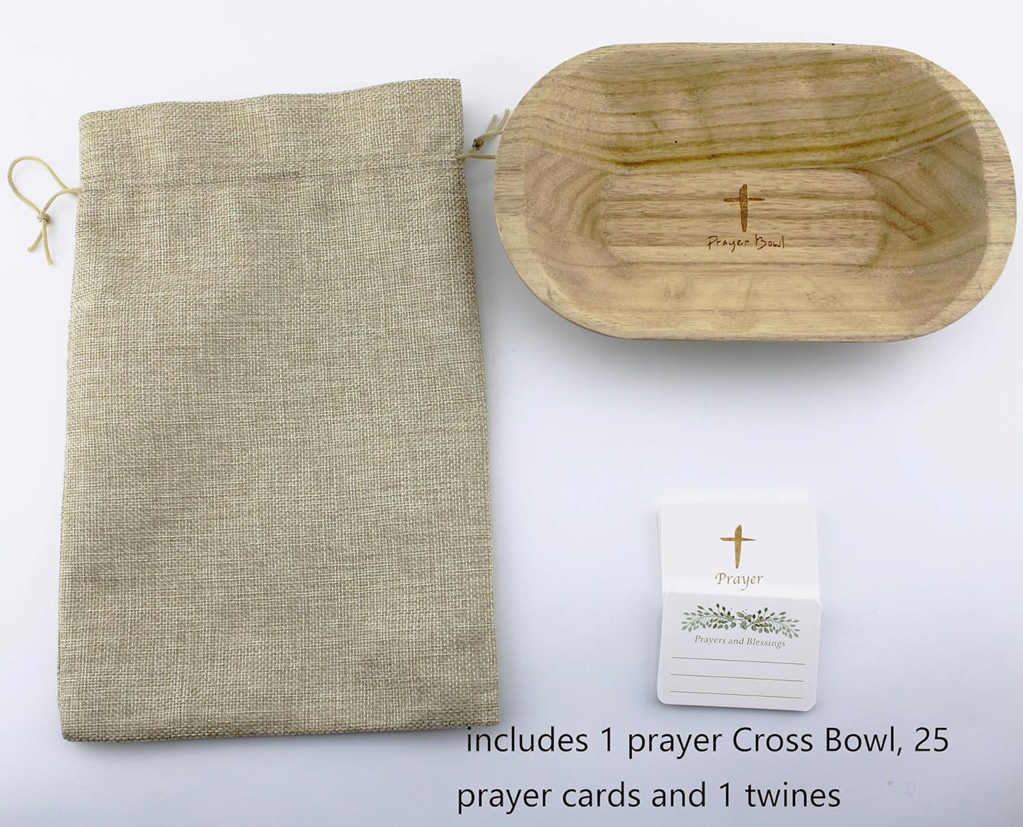 Fight Club Wood Prayer Dough Bowl, Christian Easter and Christmas Gifts, Rustic Farmhouse Decor with 24 Blessing Cards