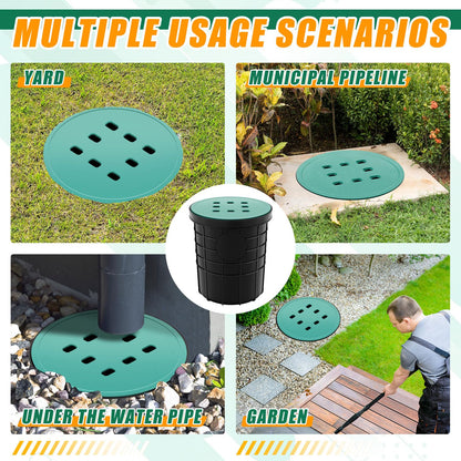 Kritkin Catch Basin with Grate 14.9 x 12.4 Inch Round Large Catch Basin for Drainage with Debris Basket French Drain Without Reserved Hole for Yard, Downspout, Lawn, Municipal Pipeline