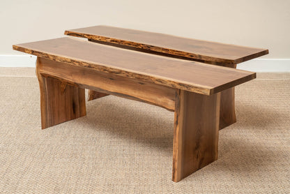 Rustic Red Door Co. Live Edge Wood Bench for Dining Table, Entryway, Bedroom, Living Room Accent, Solid Wooden Slab, Rustic Furniture, 4' Long, Walnut Wood with Clear Coat