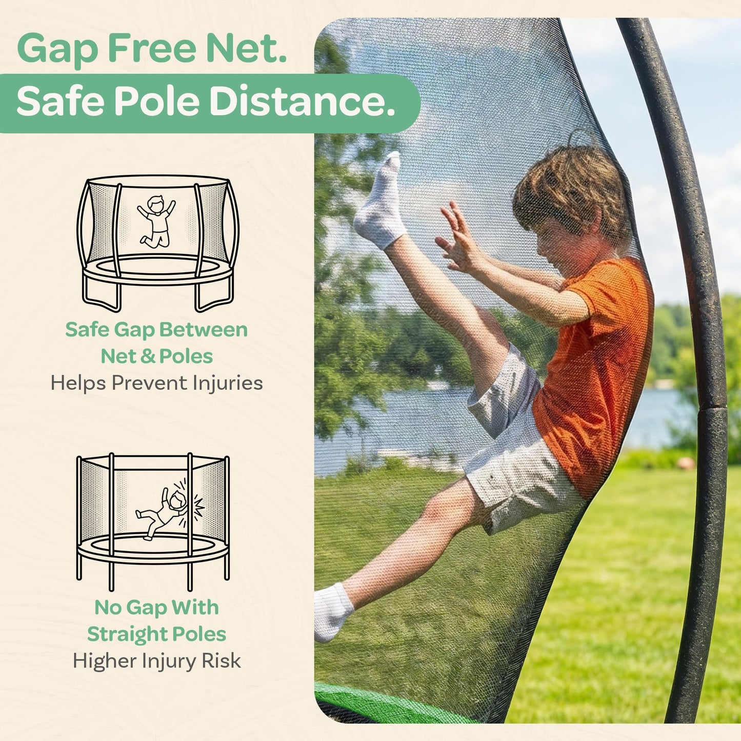 JoyBerri Trampoline Outdoor - Upsurge ASTM Certified Safe 8Ft 10Ft 12Ft 14Ft 15Ft 16Ft Recreational Trampoline for Kids and Adults. Anti-Rust Coating with Enclosure Net, Ladder, Sprinkler & LED Lights