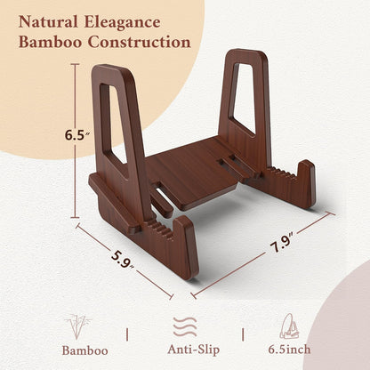 Teamkio 6.5 Inch Plate Stand for Display, Anti-Slip Bamboo Frame Holder for Large Bowls, Platters, and Dishes