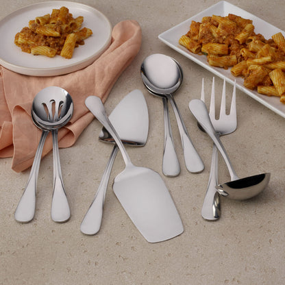 Mikasa Gourmet Basics Kaylee 8-Piece Serving Set, 18/10 Stainless Steel, Soup Ladle, Lasagna Server, Cake Server, Tablespoons, Cold Meat Fork, Dishwasher Safe