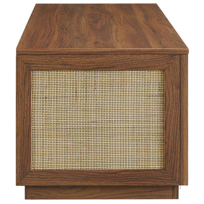Modway Soma Rattan Storage Bench in Walnut – Faux Cane Flip-Top Low Profile Storage Ottoman for Bedroom, Entryway, or Living Room