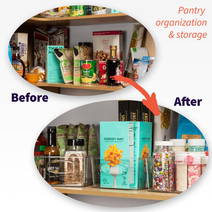 ClearSpace Plastic Pantry Organization and Storage Bins with Removable Dividers – Perfect Kitchen Organization or Kitchen Storage – Refrigerator Organizer Bins, Cabinet Organizers (2 Pack)