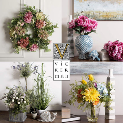 Vickerman 15" Artificial Yellow Mini Diamond Rose Bush - Pack of 5 - Premium Faux Flowers for Wedding or Home Decor