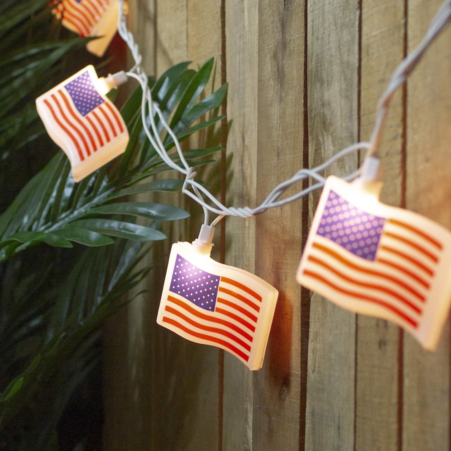 Set 7.5' 10ct Northlight American Flag Indoor Outdoor Patriotic Patio Light - White Wire