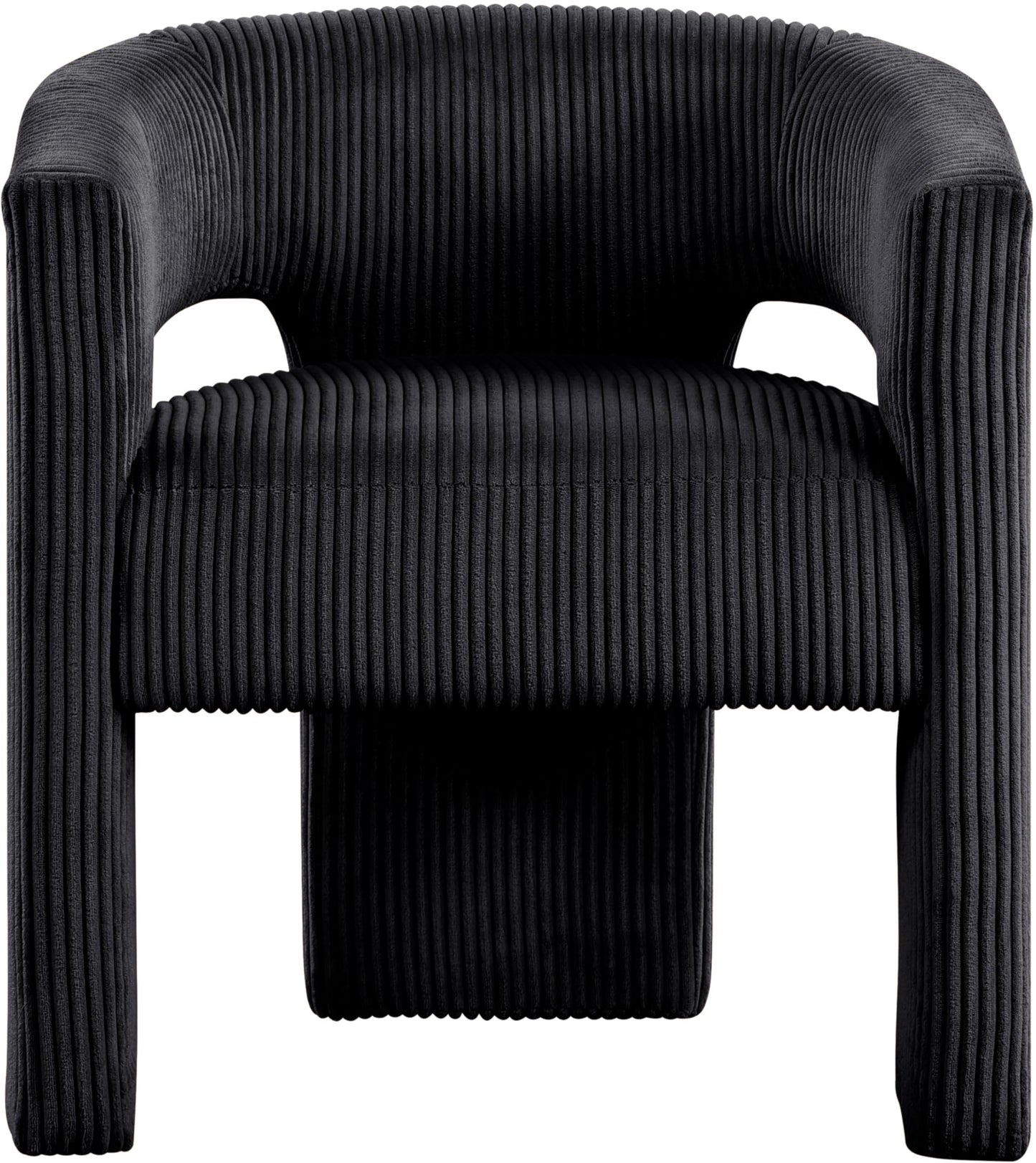 Meridian Furniture 11055Black-C Riz Collection Modern | Contemporary Accent/Dining Chair with Soft Black Microsuede Corduroy Fabric, Solid Wood Inner Frame, 26" W x 23.5" D x 28" H, Black