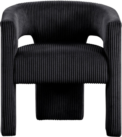 Meridian Furniture 11055Black-C Riz Collection Modern | Contemporary Accent/Dining Chair with Soft Black Microsuede Corduroy Fabric, Solid Wood Inner Frame, 26" W x 23.5" D x 28" H, Black