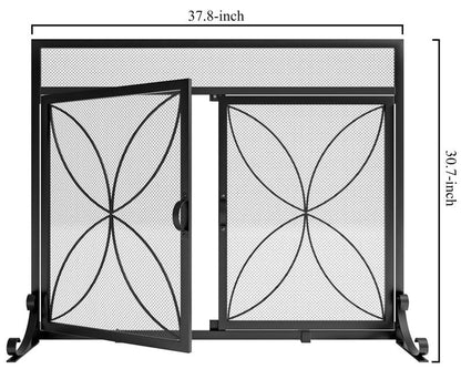Fire Beauty Fireplace Screen with Magnetic Doors,Large Metal Fire Place Screen for Home,Spark Guard,Metal Furnace Fireguards,Baby Safe Spark Guard Protector,Black