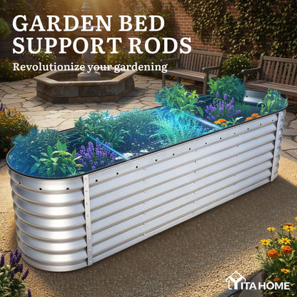YITAHOME 8x2x2ft Large Raised Garden Bed Kit, 24" Tall 9 in 1 Galvanized Metal Planter Box with Gloves and Safety Rubber, Outdoor Above Ground Planters for Plants Vegetables Flowers, Silver