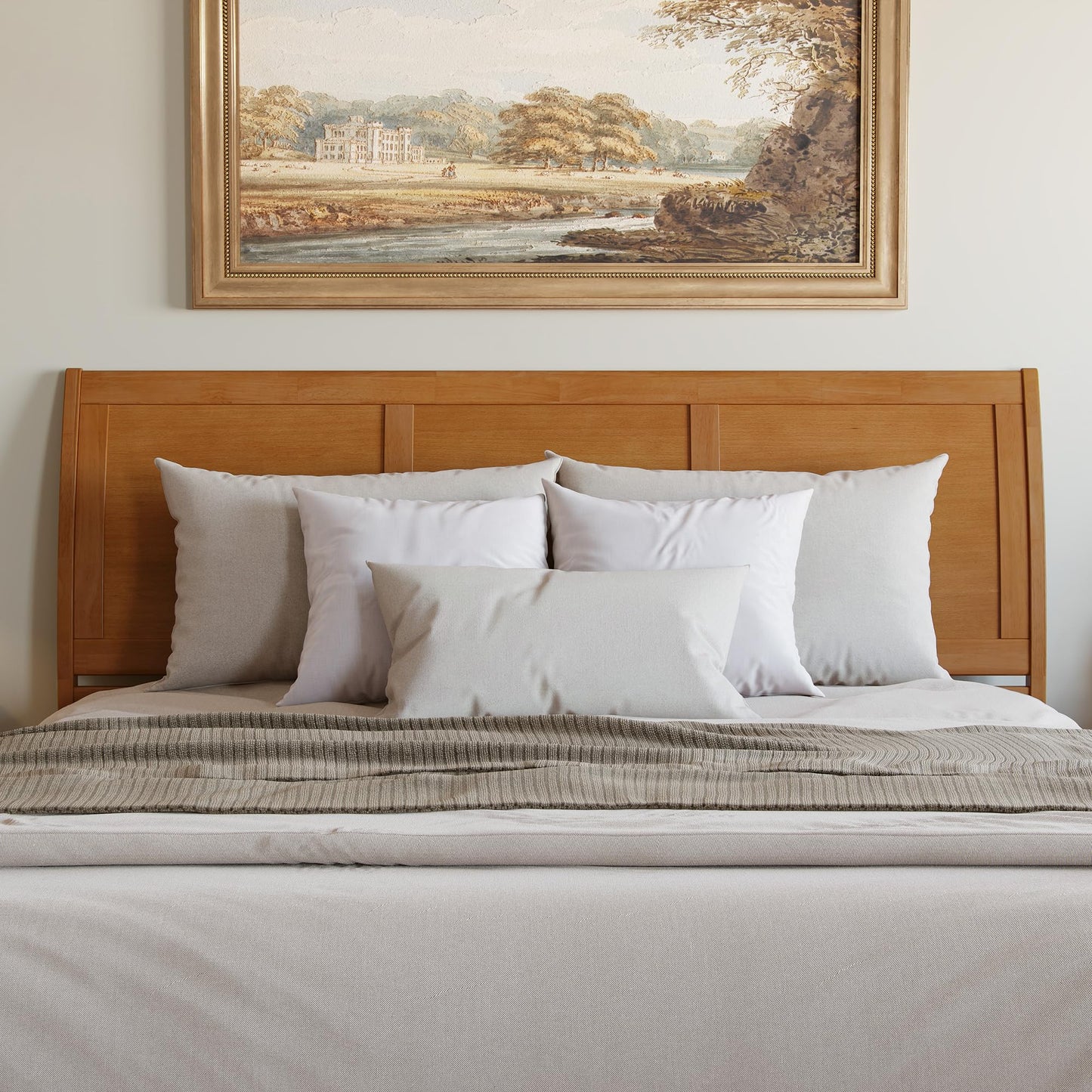 AFI, Portland King Platform Bed with Footboard & Storage Drawers, Light Toffee