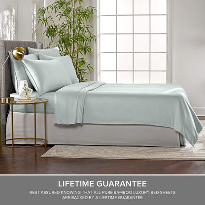 Pure Bamboo Short Queen Sheets - 100% Organic Viscose, Soft & Cooling Bed Set (60"x75") | Sea Glass Color