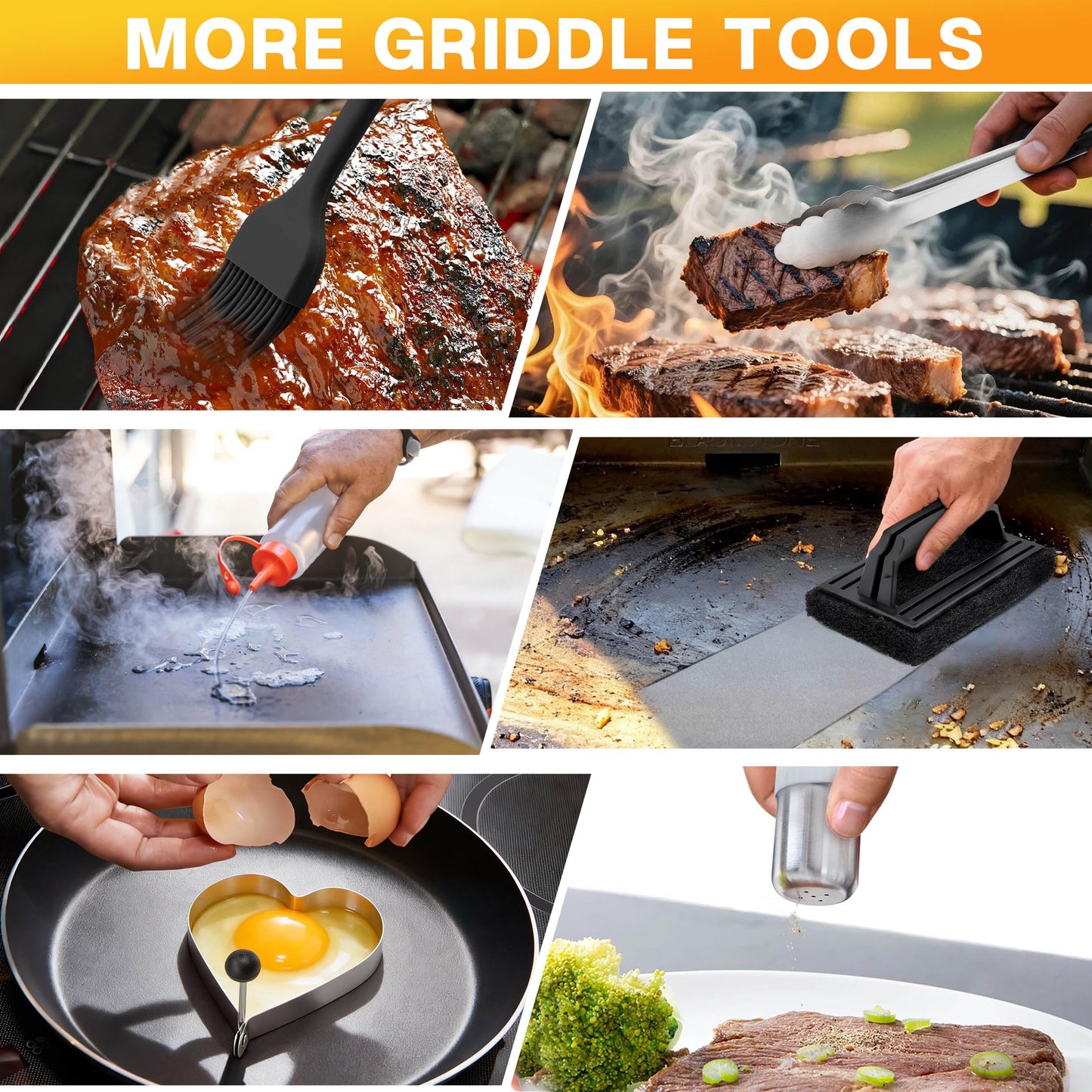 Griddle Accessories Kit, HaSteeL 20Pcs Flat Top Grill Accessories for Camping, Professional ABS Griddle Spatula Grill Tools Set with Melting Dome for Teppanyaki BBQ Outdoor, Perfect Grilling Gifts