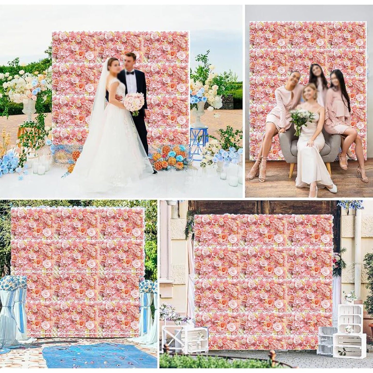 JIIPOREGJ Artificial Flower Wall Panels,for Weddings Party Arrangements Outdoor Indoor Garden Fence Backdrop Wall Decoration,12pcs