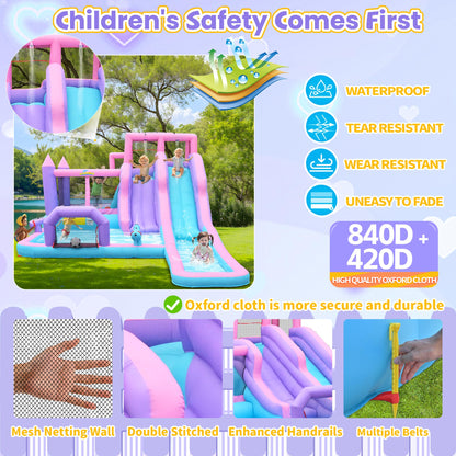 Anypool 8 in1 20Ftx12Ft Inflatable Water Slide with 17.9ft Long Slide Backyard Bounce House for Kids, Water Slides Park with 2 Inflatable Bodyboards for Ages 3-10, Includes 650W Blower