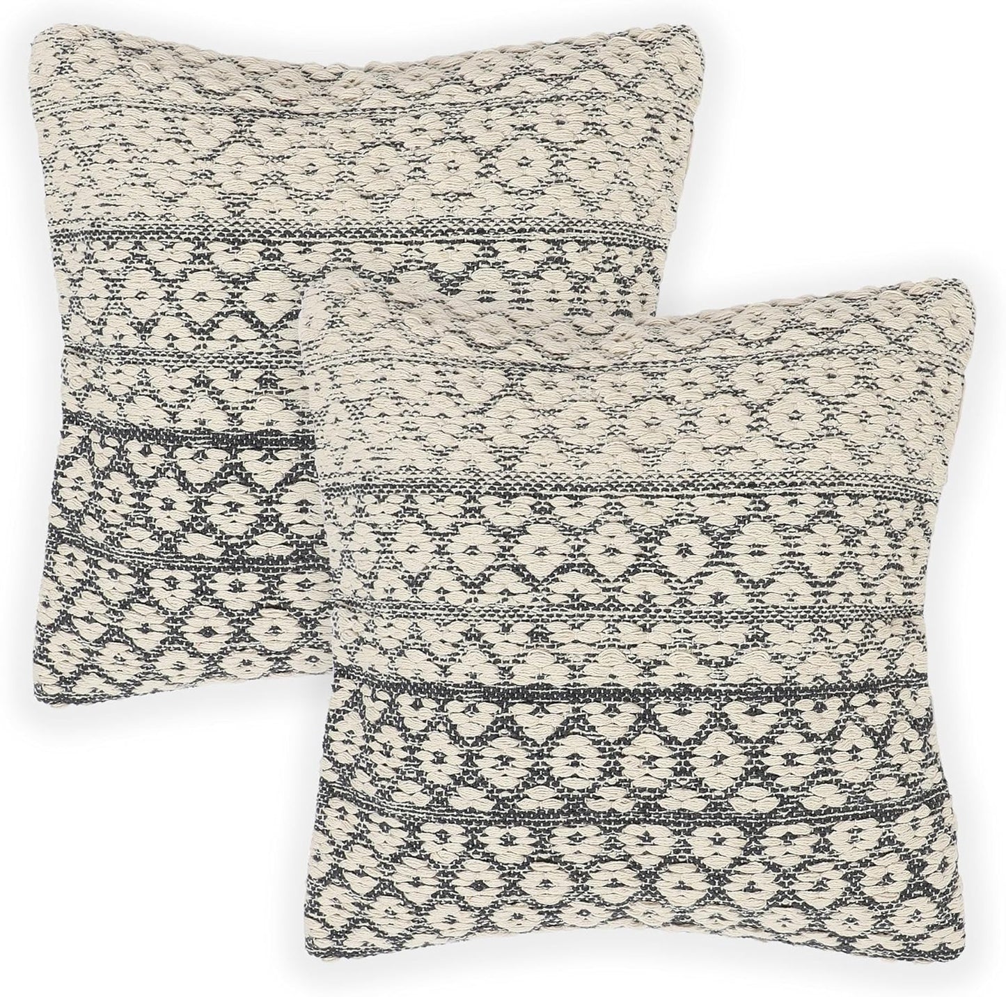 Set 100% (18x18 Pack 2 REDEARTH Tufted Throw Pillow Cushion Covers - Boho Textured Woven Decorative Cases for Couch