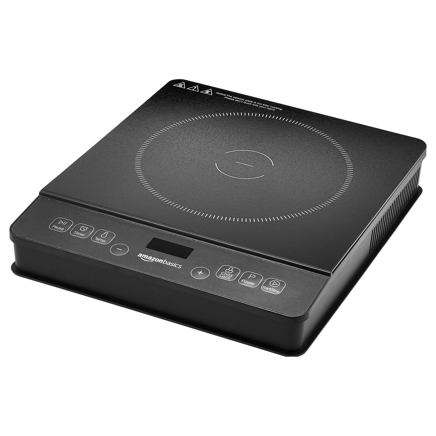 Amazon Basics 1800W Portable Electric Induction Cooktop, Burner and Child Lock, Overheat Protection, Timer, 8 Power Settings, Temperature Control Up to 440°F, for Cookware Diameter 5.7"-8.2", Black