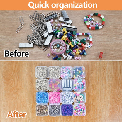 Mathtoxyz 36PCS Organizer Box, Small Organizers and Storage Containers Rectangle Holder Plastic Cases for Clay Beads Bracelet Making DIY Jewelry Craft Nail
