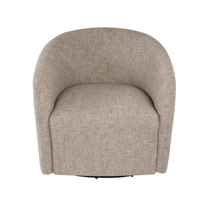 HomePop Upholstered Swivel Accent Chair, Modern Barrel Chair with 360° Swivel Base, Midtone Gray Fabric for Living Room, Bedroom, or Office