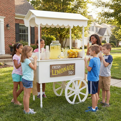 DS THE DISPLAY STORE PVC Candy Cart with Wheels - Portable Dessert Cart for Parties, Weddings & Baby Showers - Vendor Event Display with Rounded Safety Edges