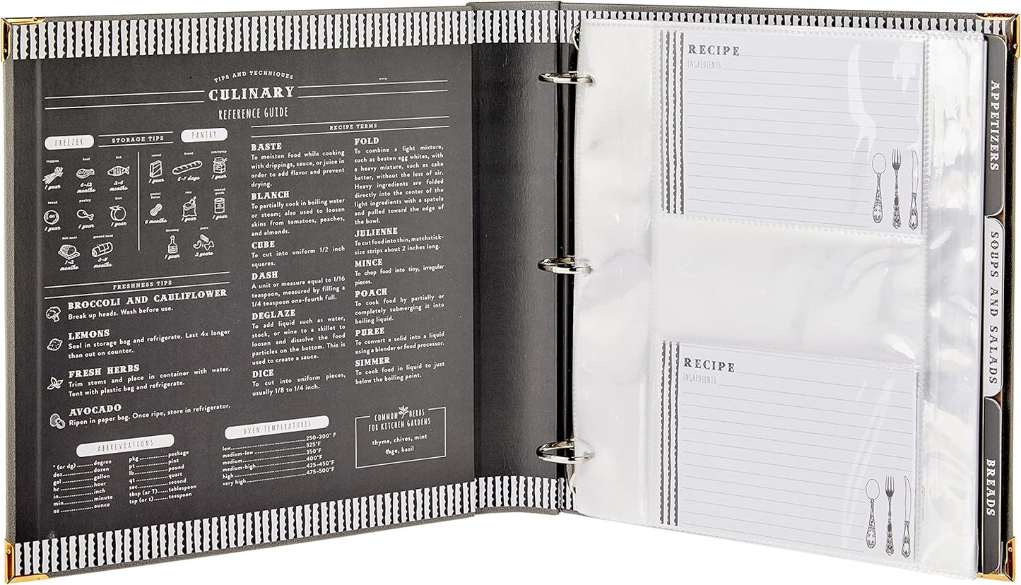 C.R. Gibson Gray Leatherette Lined Recipe Notebook, 11'' x 12''