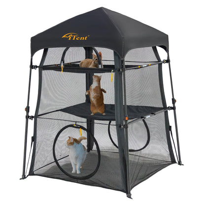 Itent Cat Enclosure Kitten and Cat Tower Tent for Indoors and Outdoors,3 Tier Cat Cage Inside,Portable and Foldable,Two Doors Design;Kitty Play Tunnel for Indoor and Outdoor, Pet Play House