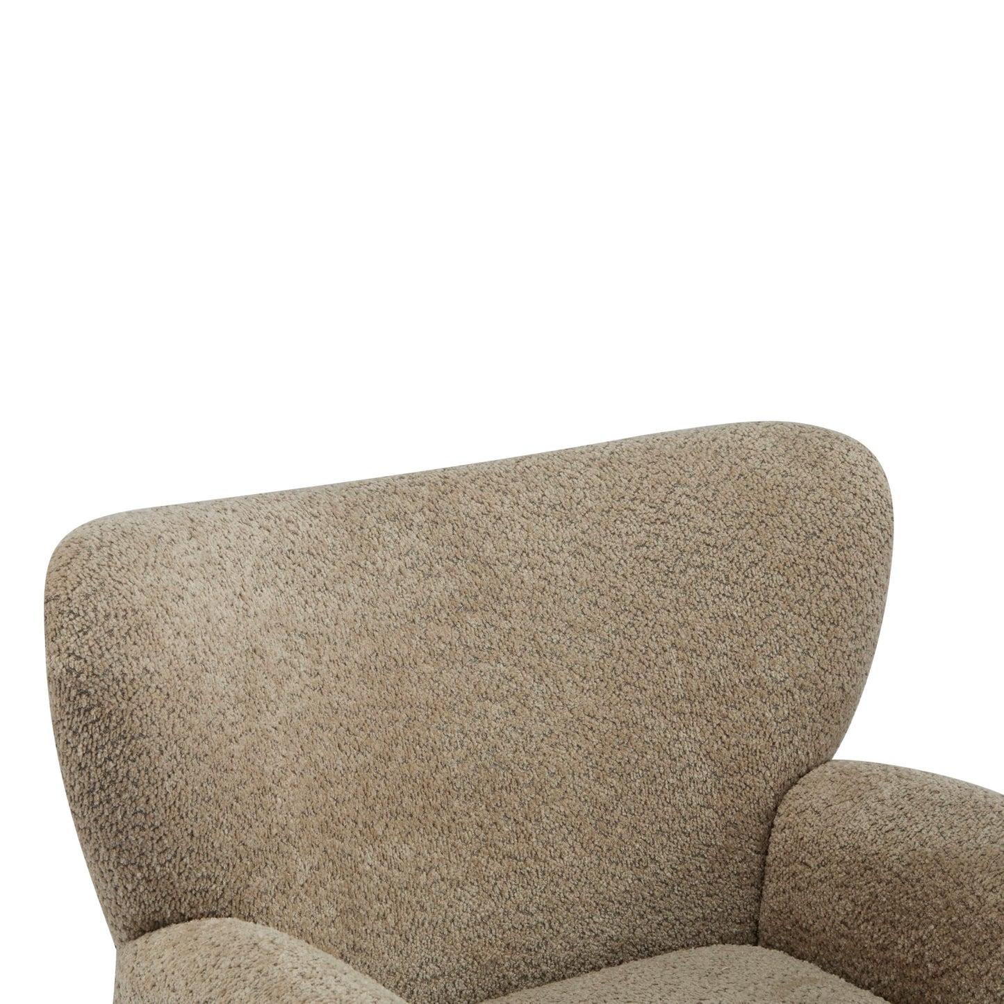 Christopher Knight Home Lindy Wingback Accent Chair, Upholstered Armchair with Rounded Wooden Legs, Curved Backrest Single Sofa, Soft Cushion Seating, Comfy Lounge Chair for Living Room, Light Brown
