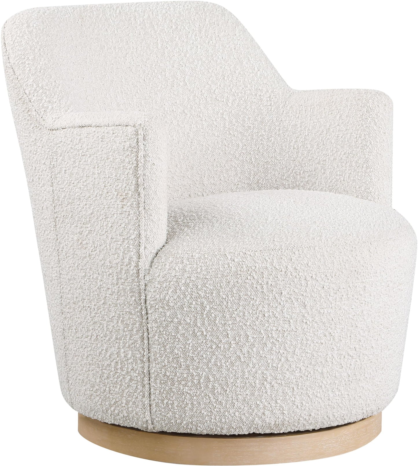 Meridian Furniture Clarita Cream Boucle Fabric Swivel Accent Chair