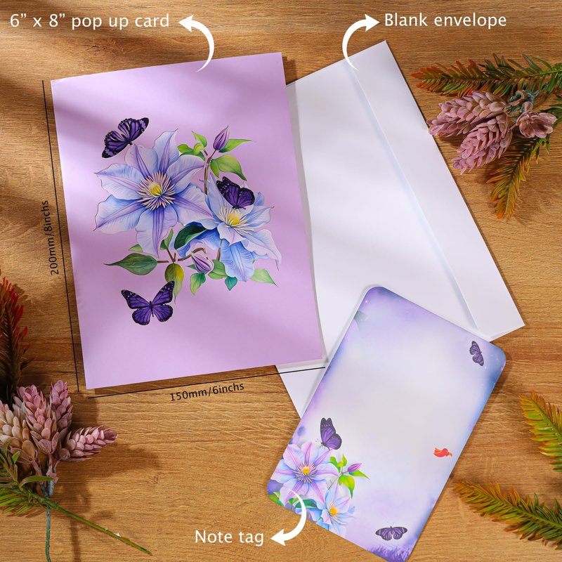 Sympathy Pop Up Card – 3D Butterflies Condolence Card, With Deepest Sympathy, Sorry for Your Loss Card for the Loss of a Loved One, Elegant Thinking of You Gift, 6 x 8 Inch, Includes Envelope