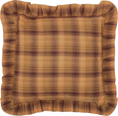 VHC Brands Prescott Plaid Cotton Rustic Square Pillow, 16x16 Filled Bedding Accessory