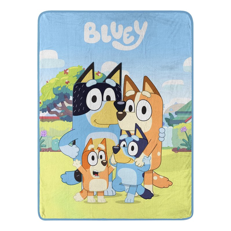 Northwest Bluey Micro Raschel Throw Blanket, 46" x 60", Family Photo