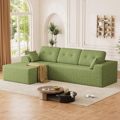 Ball & Cast 106" Boneless Sectional Sofa, Chenille Modular L Shaped Couch with Deep Seat Chaise, Cloud Style Oversized Sectional Couch for Living Room, No Assembly, Left Facing, Green