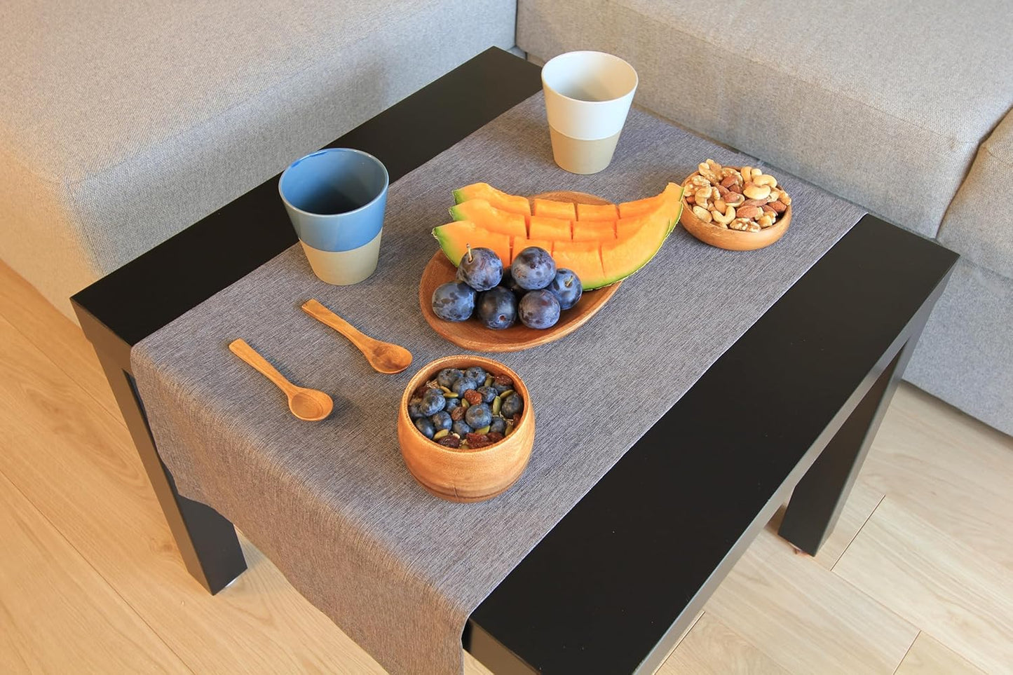 Akutana 90 inch, Grey Table Runner Outdoor Dresser Scarf, Waterproof Gray Coffee Table Runner, Long Dining Table