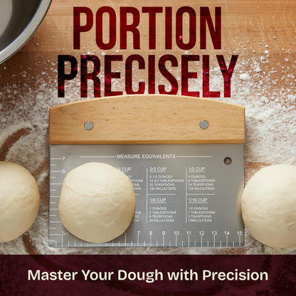 Superbaking Dough Scraper - 6" Wooden Bench Scraper - Dough Cutter with Ruler - Pastry & Cake Scraper - Kitchen Tools Sourdough Baking Supplies - Bread Making Tools & Accessories for Home Bakers