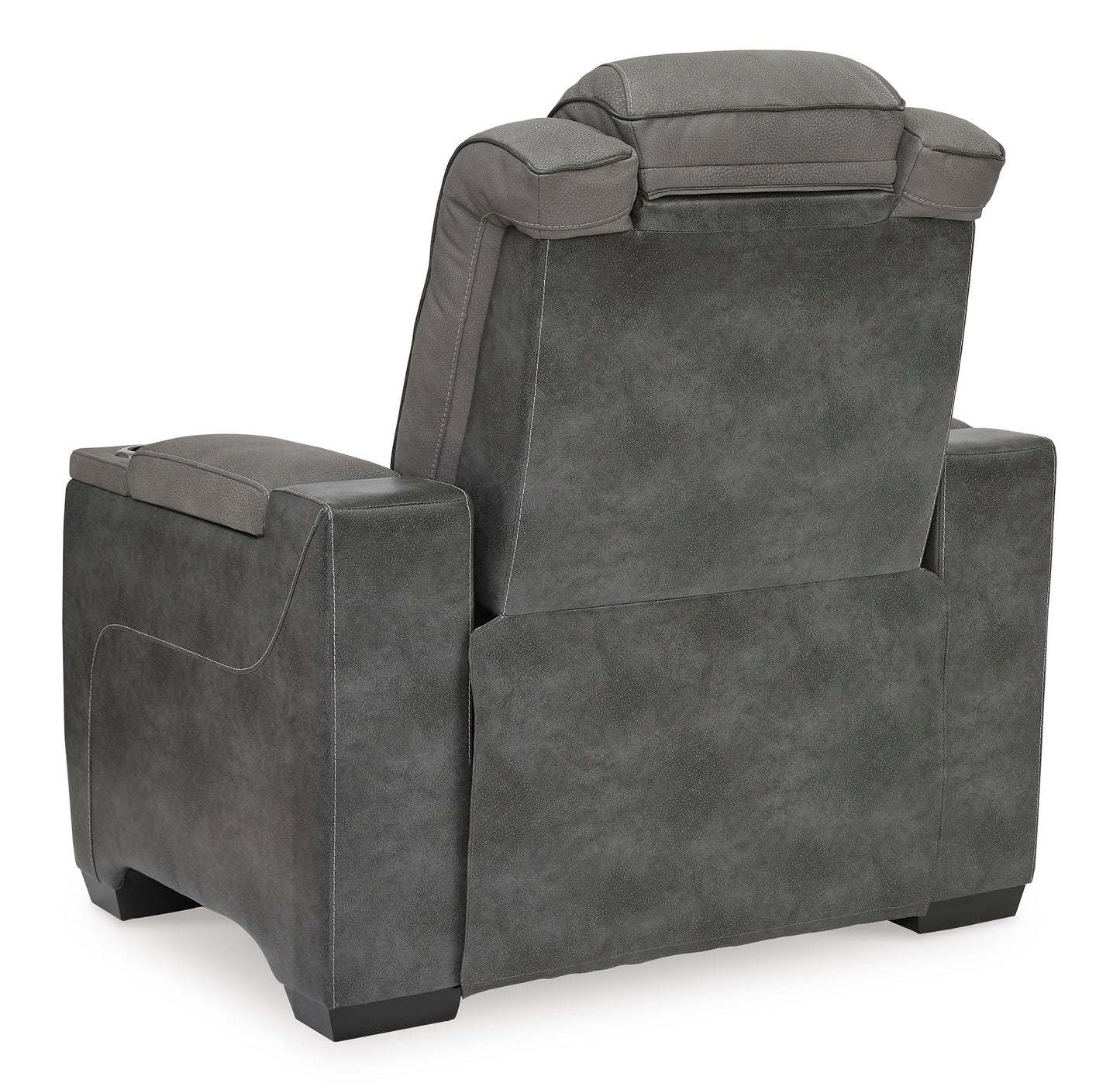 Signature Design by Ashley Next-Gen DuraPella Power Recliner with Adjustable Headrest, Storage Armrests, Wireless & USB Charging, Faux Leather, 2-Tone Gray