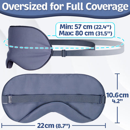 Sleep Mask - Navy Gray, 100% Bamboo Viscose - Eye Mask - Blackout Blindfold for Women & Men - Reusable Eye Cover for Travel - Comfortable, Lightweight & Contoured Sleeping Shades