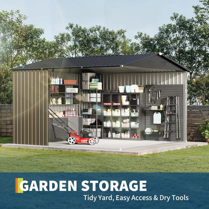10 X 10 FT Outdoor Storage Shed,Metal Garden Sheds&Outdoor Storage, Lockable Gable Roof Garden Tool Shed, All-Weather Resistant Storage Unit for Bikes, Ladders, Patio Supplies & Garden Essentials