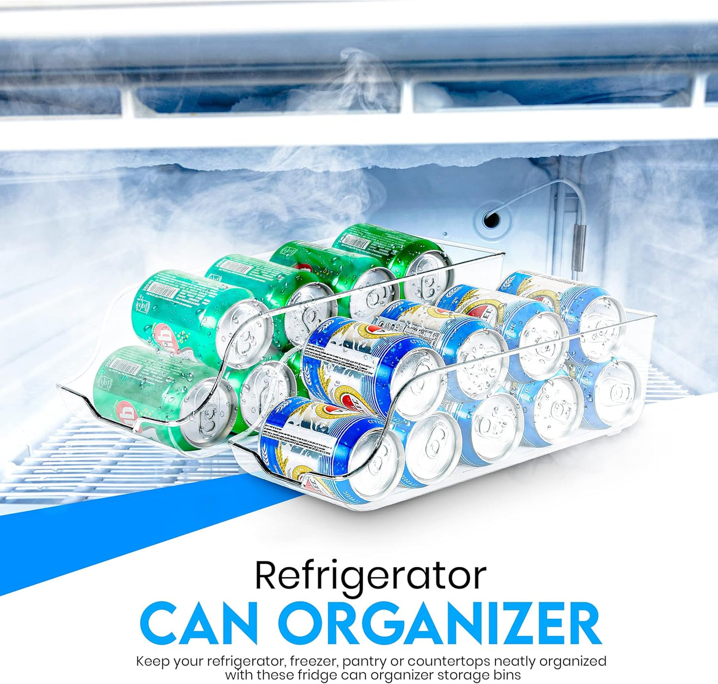 Utopia Kitchen Can Organizer for Pantry (Pack of 2) - Soda Can Storage Organizer for Fridge & Freezer, Holds Food &