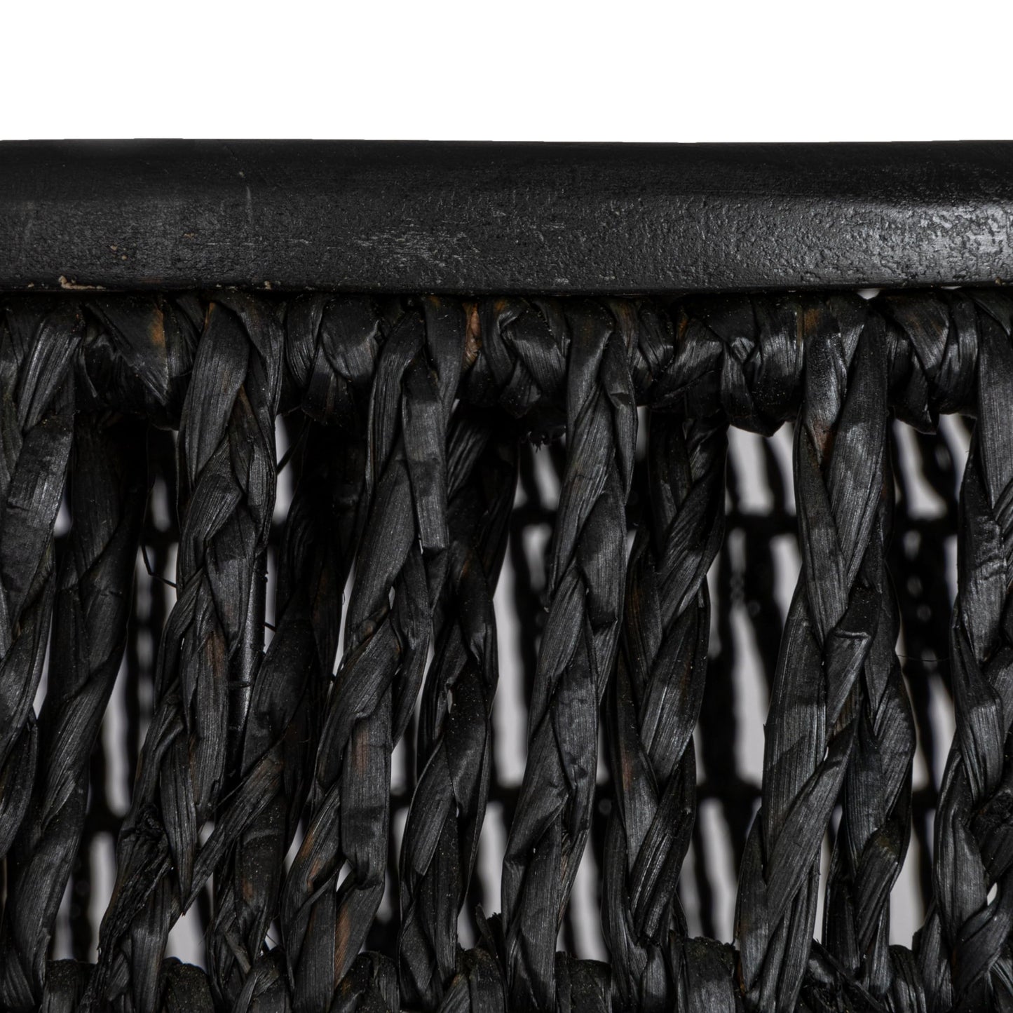 Bloomingville Hand-Woven Seagrass and Pine Wood Round Side Table, Black
