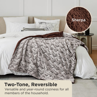 Bedsure Cozy Throw Blankets for Couch - Comfy Fuzzy Blankets and Throws，Warm Soft Plush Throws and Blankets for Sofa, Brown, 50x60 inches