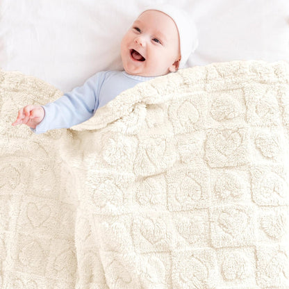 Yurhap Fleece Baby Blanket - Ultra Soft Heart Checkered Design | Cozy 30”x40” Crib & Stroller Blanket (Cream)