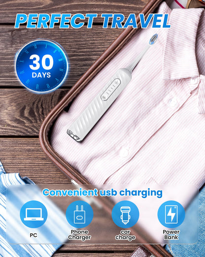 Electric Toothbrush with Water flosser, 3 in 1 Teeth Cleaning Kit with 7 Modes, Electric Toothbrush and flosser Combofor Adults, Water Flosser Portable for Travel and Home (Black)