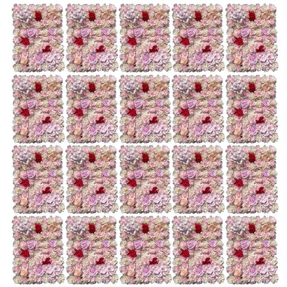 TYLPFH 20PCs Flower Wall Panel 40x60cm Artificial Flowers Backdrop Silk Fabric Wedding Garden Decoration