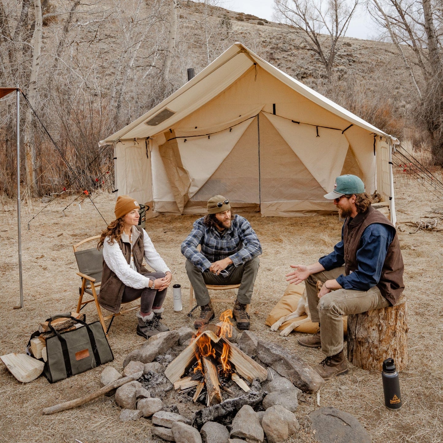WHITEDUCK Alpha Canvas Wall Tent Waterproof 4 Season Outdoor Camping & Hunting Tent w/Heavy Duty Aluminum Frame, Best for Large Groups, Families & Outfitters (14'x16', Water Repellent)